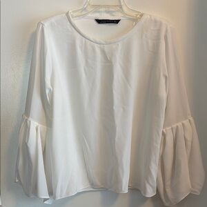 Elegant White Blouse with Flared Sleeves